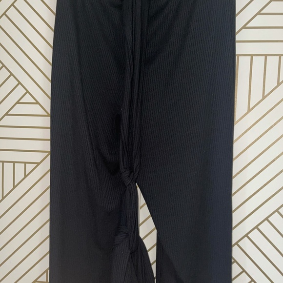 REFORMATION Kassia Tie Waist Rib Pants in Black - Picture 7 of 12